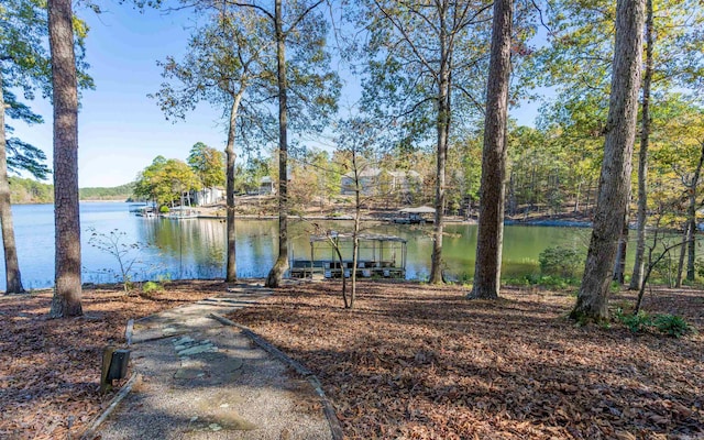 view of dock featuring a water view