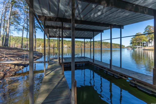 dock area featuring a water view