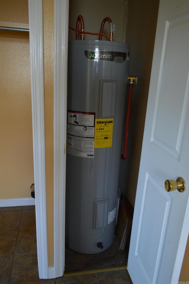 utility room with electric water heater