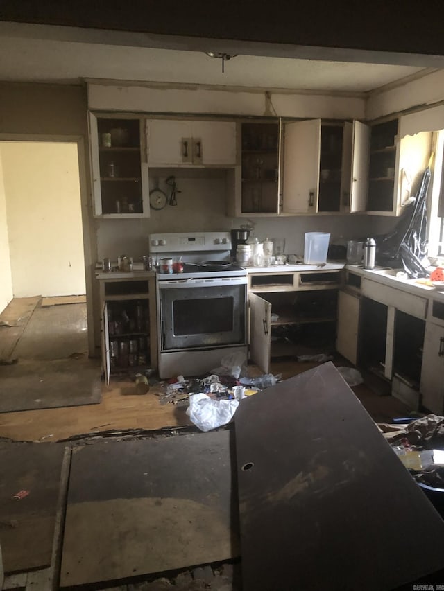 kitchen featuring white electric range oven