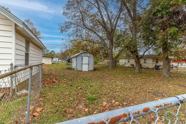 view of yard with a storage unit