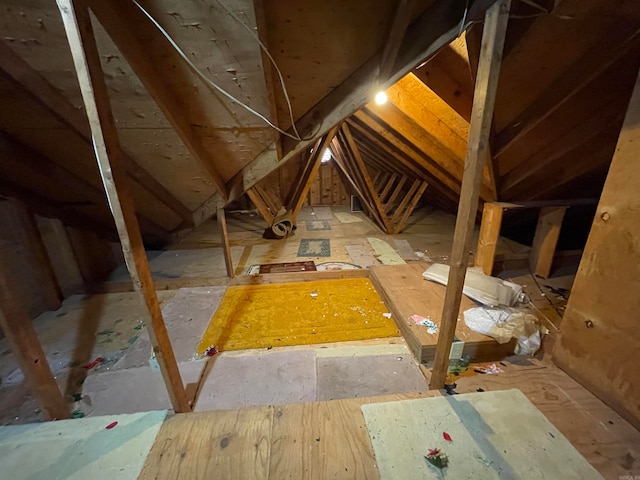 view of unfinished attic