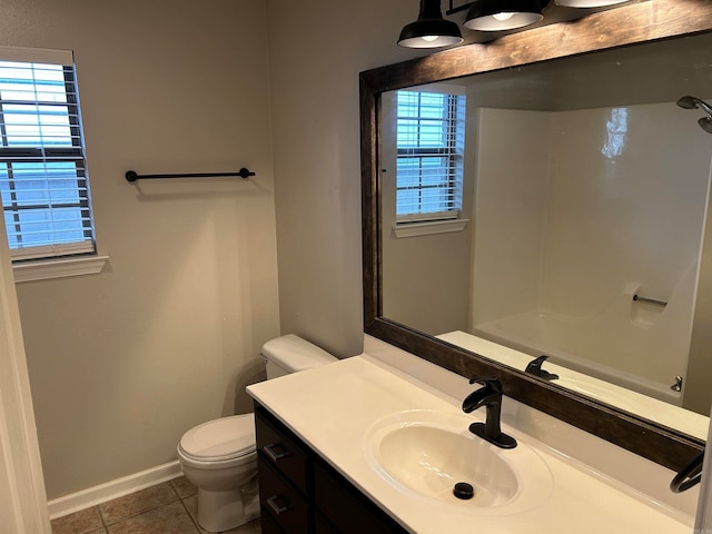 bathroom with tile patterned floors, vanity, and toilet