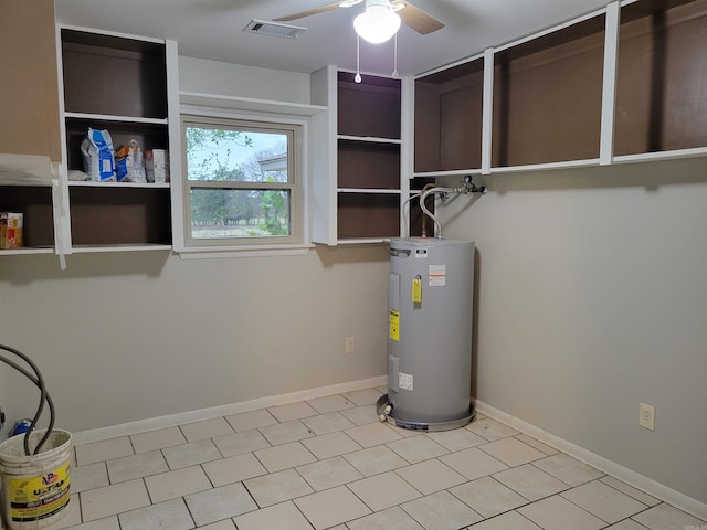 utility room featuring water heater