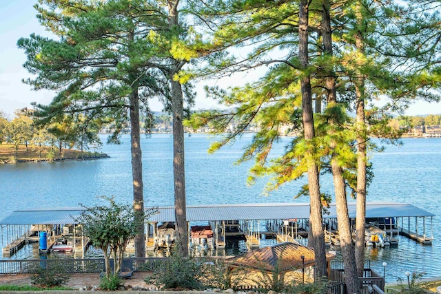 property view of water featuring a dock