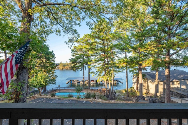 property view of water featuring a boat dock