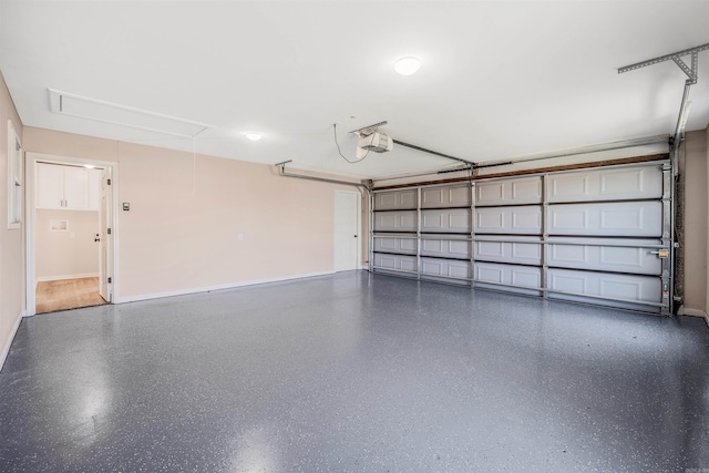 garage with a garage door opener