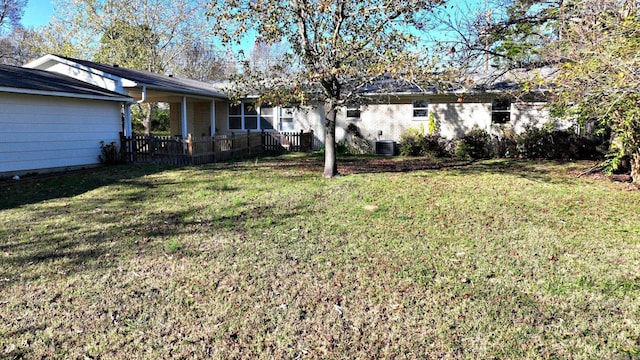 view of yard featuring central AC