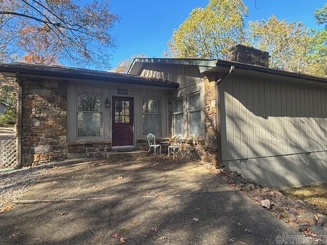 entrance to property featuring a garage