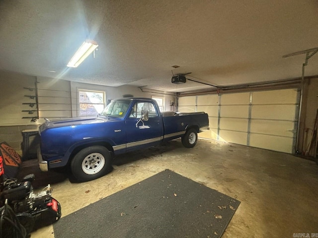 garage with a garage door opener