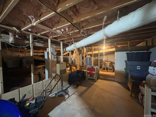 basement with water heater