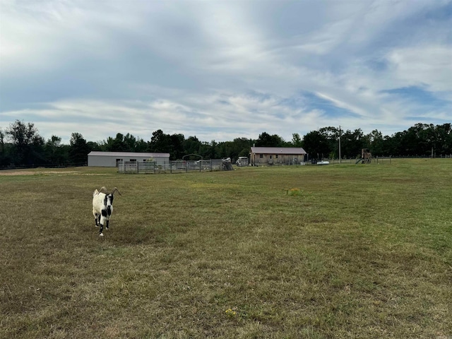 view of yard with a rural view