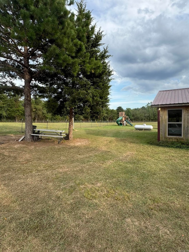 view of yard featuring a playground