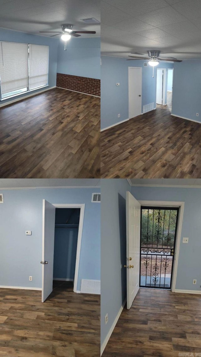 spare room with dark wood-type flooring