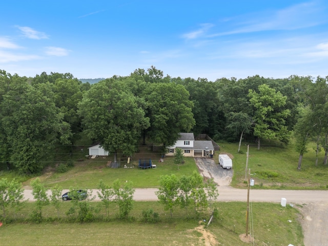 birds eye view of property with a rural view