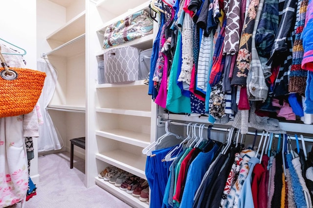 spacious closet with carpet floors