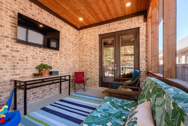 interior space featuring an outdoor hangout area and french doors