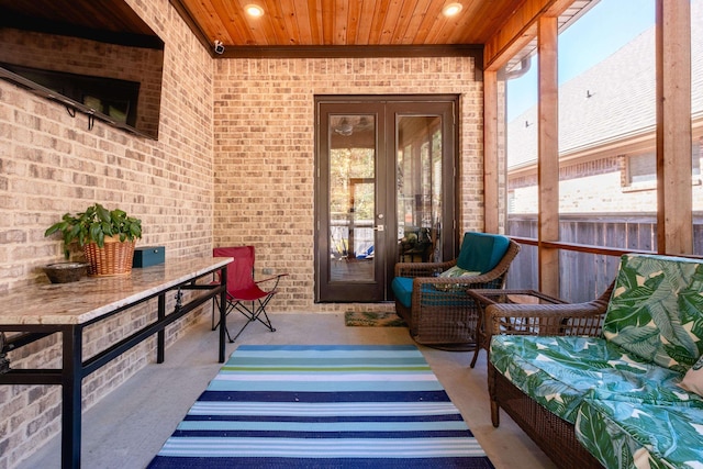 sunroom / solarium with wooden ceiling