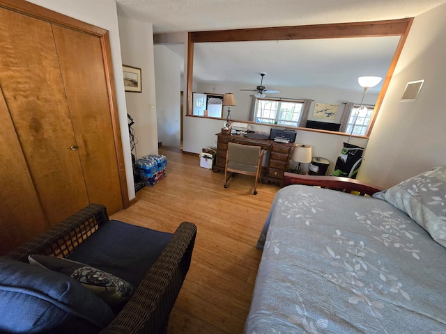 bedroom featuring a closet and hardwood / wood-style floors