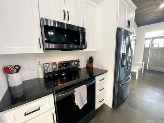 kitchen with white cabinets and stainless steel appliances