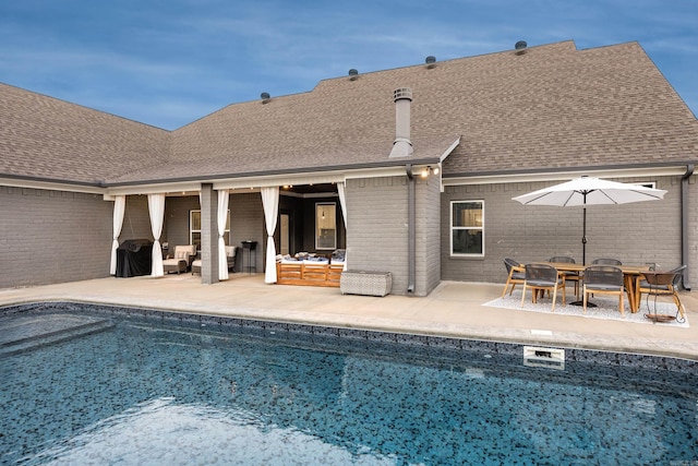 view of pool with a patio area and outdoor lounge area