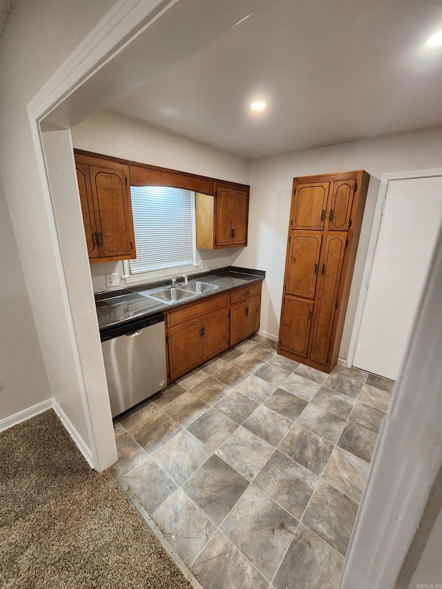 kitchen with stainless steel dishwasher and sink