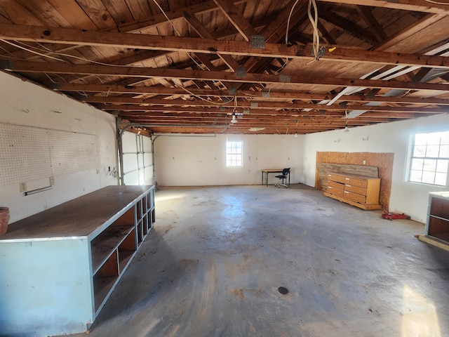 garage with wooden ceiling