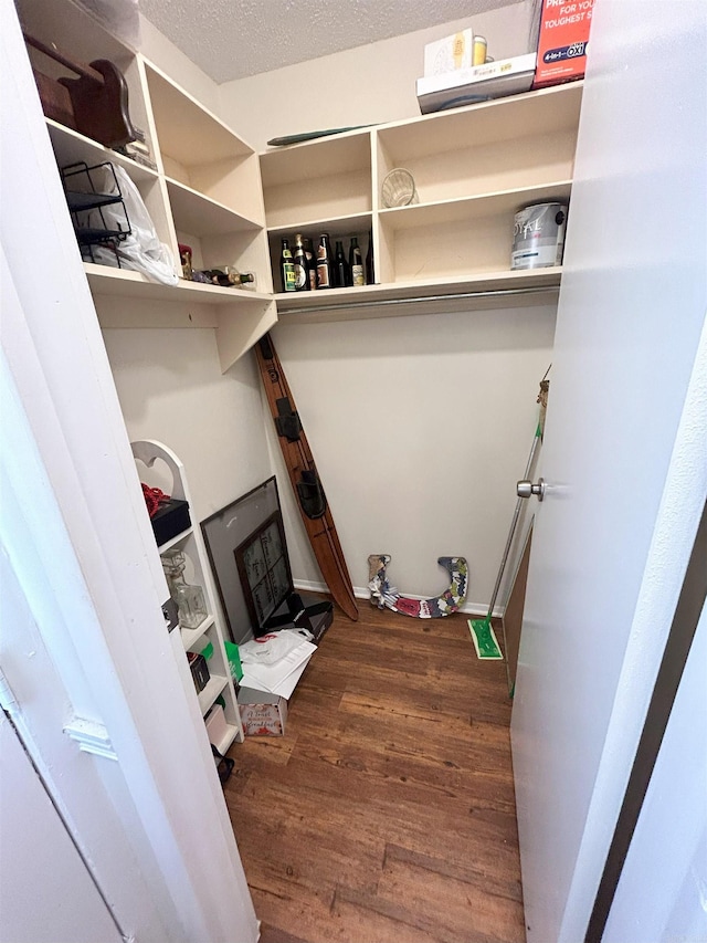 spacious closet with dark wood-type flooring