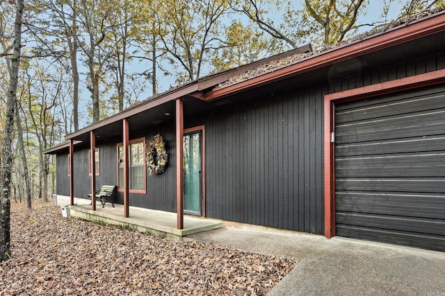 exterior space featuring a garage