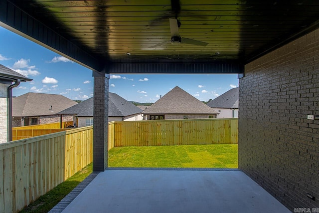 view of patio with ceiling fan