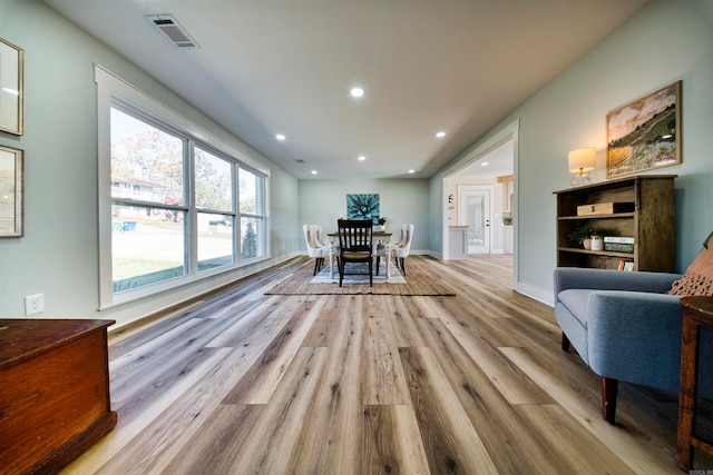 dining space featuring light hardwood / wood-style flooring