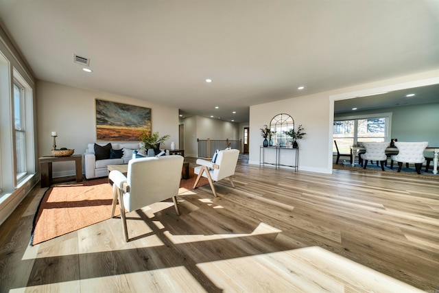 living room featuring light hardwood / wood-style floors