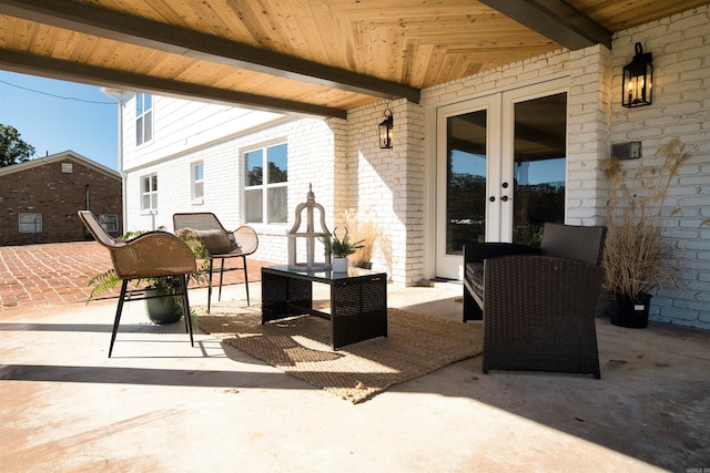 view of patio featuring french doors