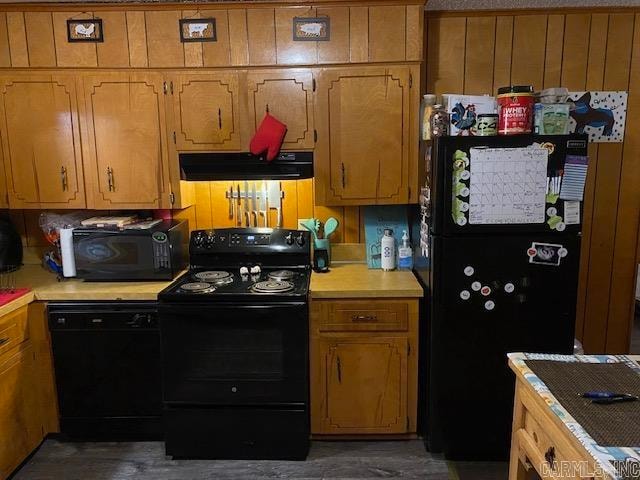 kitchen with black appliances