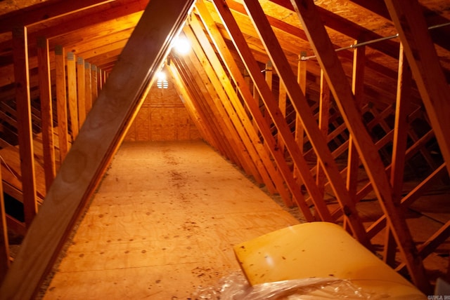 view of unfinished attic