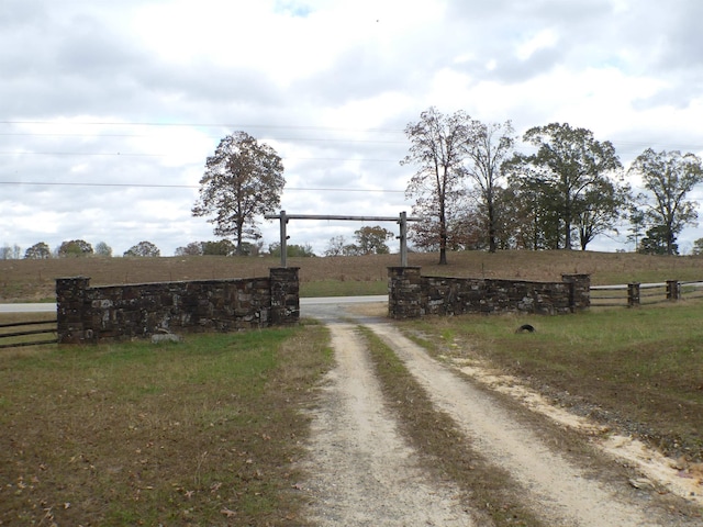 view of road with a rural view