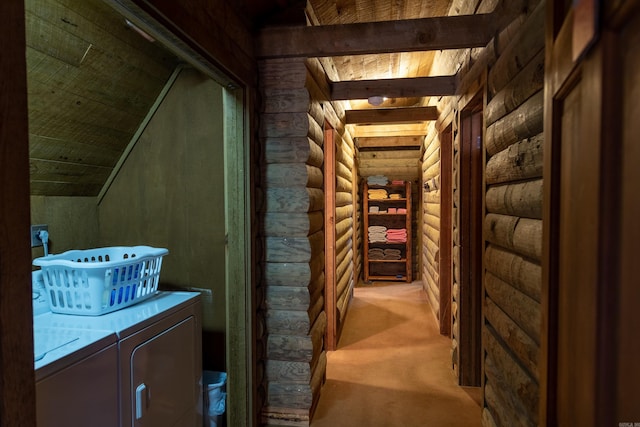 interior space with washing machine and dryer