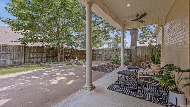 view of patio with ceiling fan