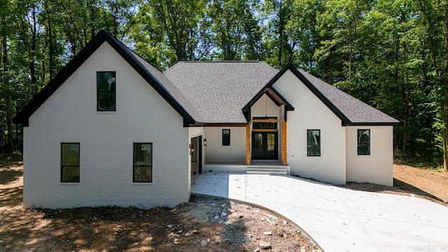 modern farmhouse with french doors