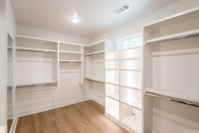 spacious closet with light wood-type flooring