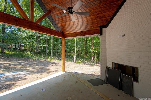 view of patio / terrace featuring ceiling fan