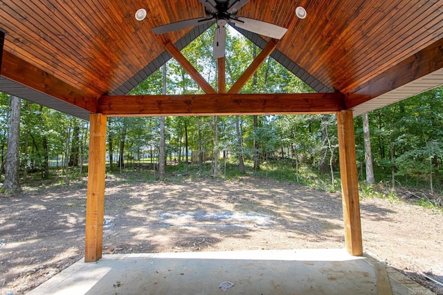 view of patio / terrace featuring ceiling fan