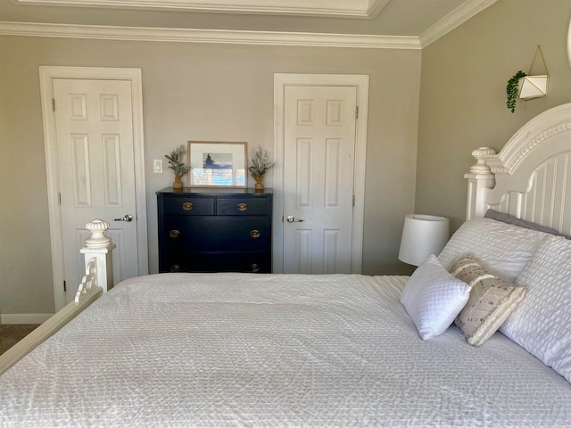 bedroom featuring crown molding