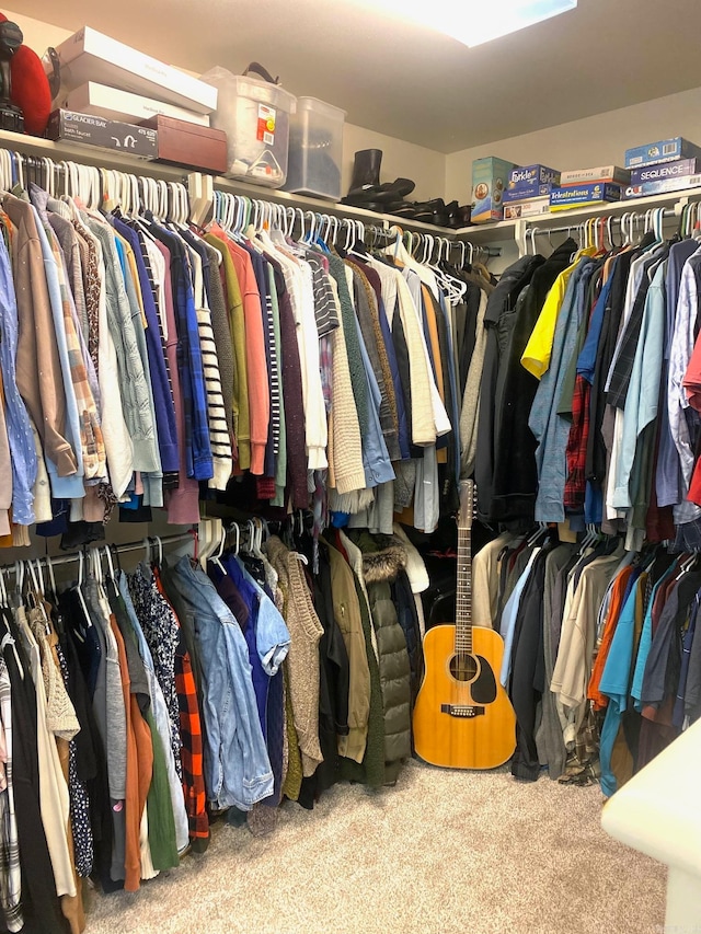 spacious closet with carpet