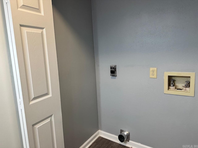 laundry area featuring dark wood-type flooring and hookup for a washing machine