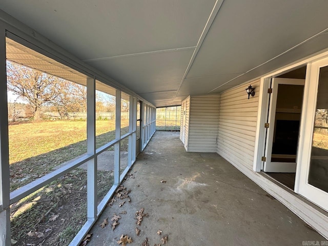 view of unfurnished sunroom