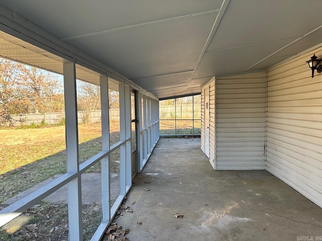 view of unfurnished sunroom