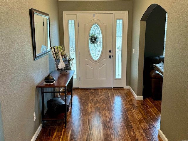 foyer with dark wood-type flooring