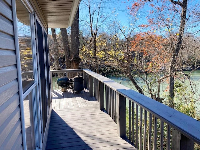 deck with a water view