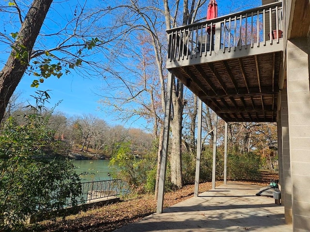 view of patio / terrace featuring a water view